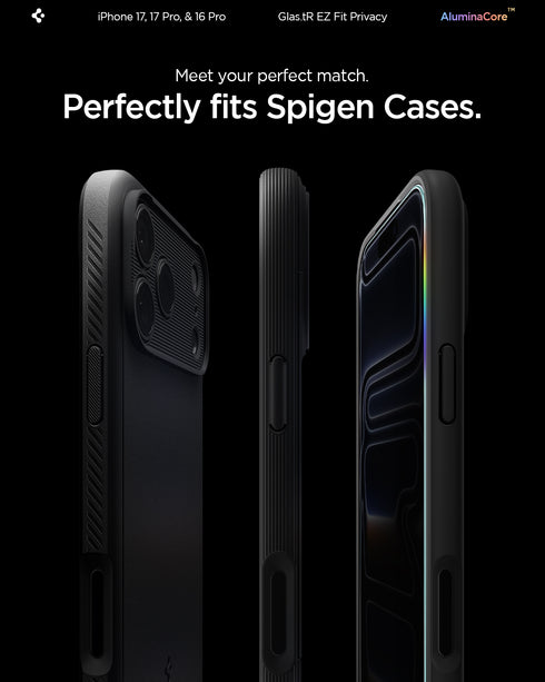 Spigen מגן מסך לאייפון 17 Pro / 17 – GLAS.tR EZ Fit | Privacy (סט של 2)